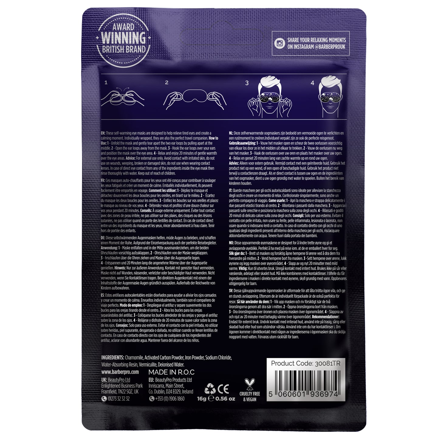 BarberPro Warming EYE MASK - 5 PACK