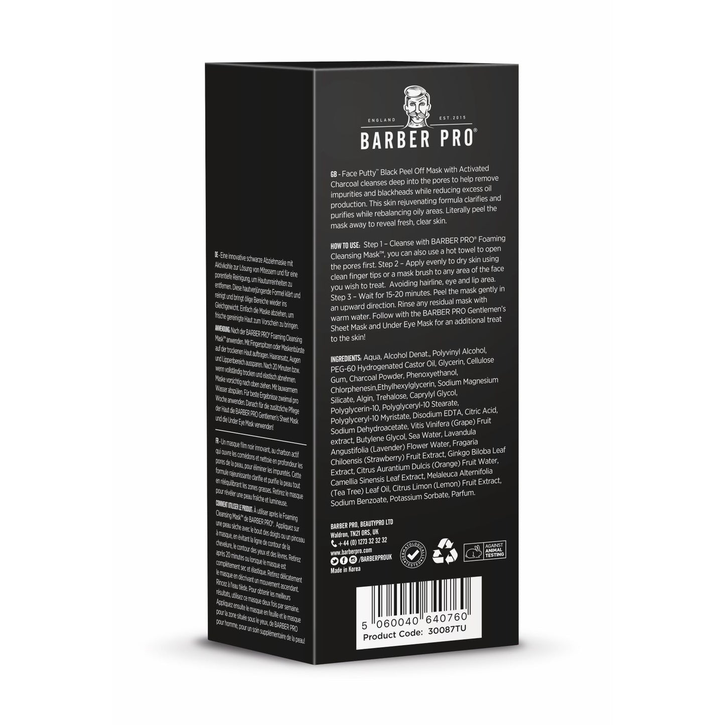 BarberPro Face Putty Peel-off Mask With Activated Charcoal Tube 40ML